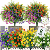 1 Bundle Artificial Flowers Outdoor UV Resistant Greenery Shrubs Plants Fake Flower for Kitchen Office Wedding Garden Decor