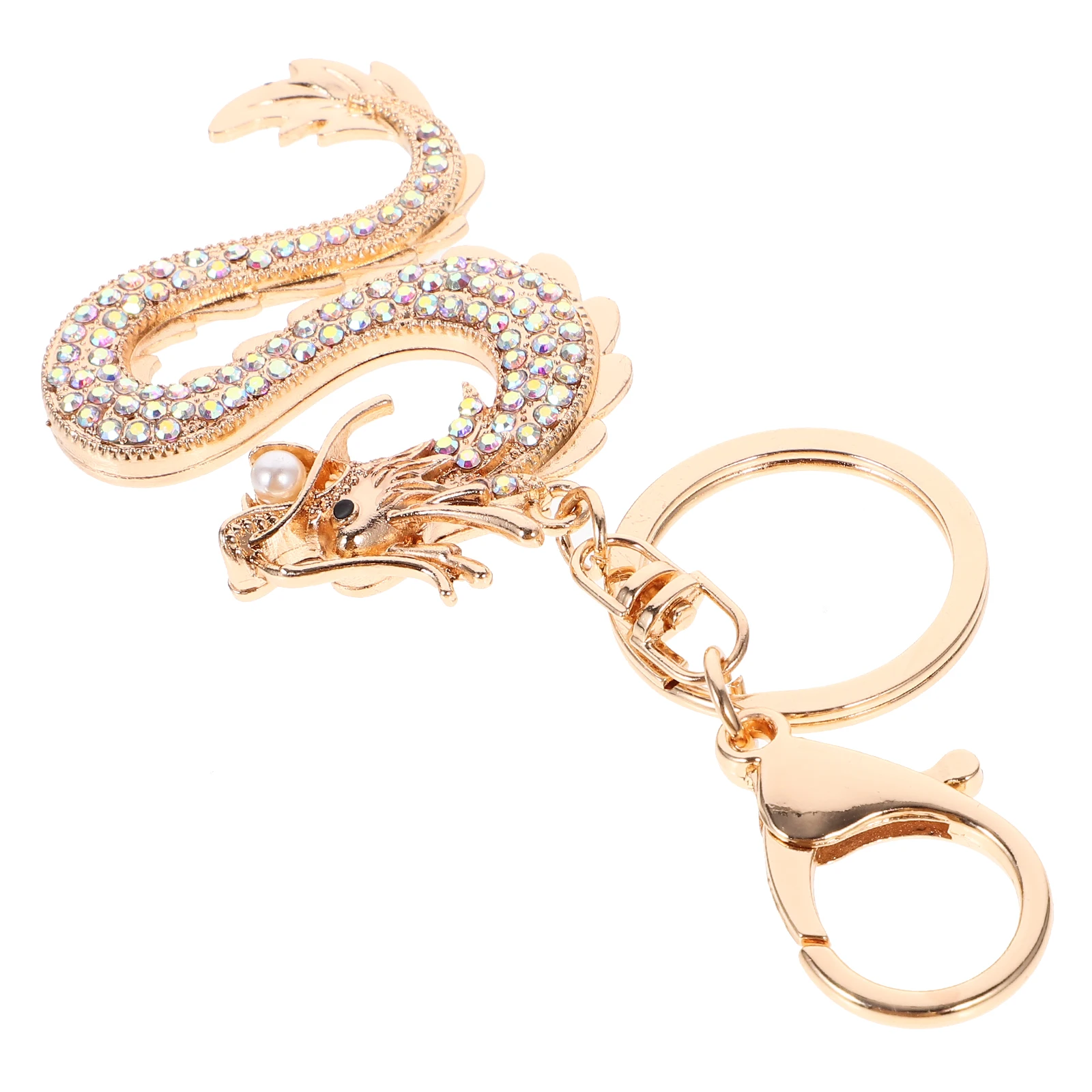 

Dragon Keychain Rhinestone Zodiac Bag Pendant Lovely Rings Metal Crafted Durability Practical Home Decor Dragon Keychains