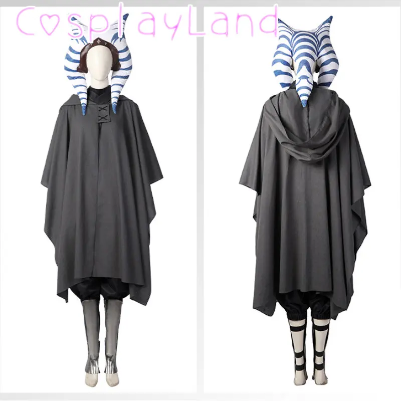 New Adult Women Ahsoka Cosplay Costume Ahsoka Tano Cosplay Costume Complete Set withHat Halloween Carnival Costume Custom Made