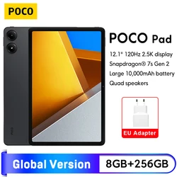 Novo POCO Pad Tablet  Versão Global 8GB 256GB Snapdragon 7s Gen 2 Octa core 12.1 ''120Hz 2.5K Display Bateria de 33W 10000mAh