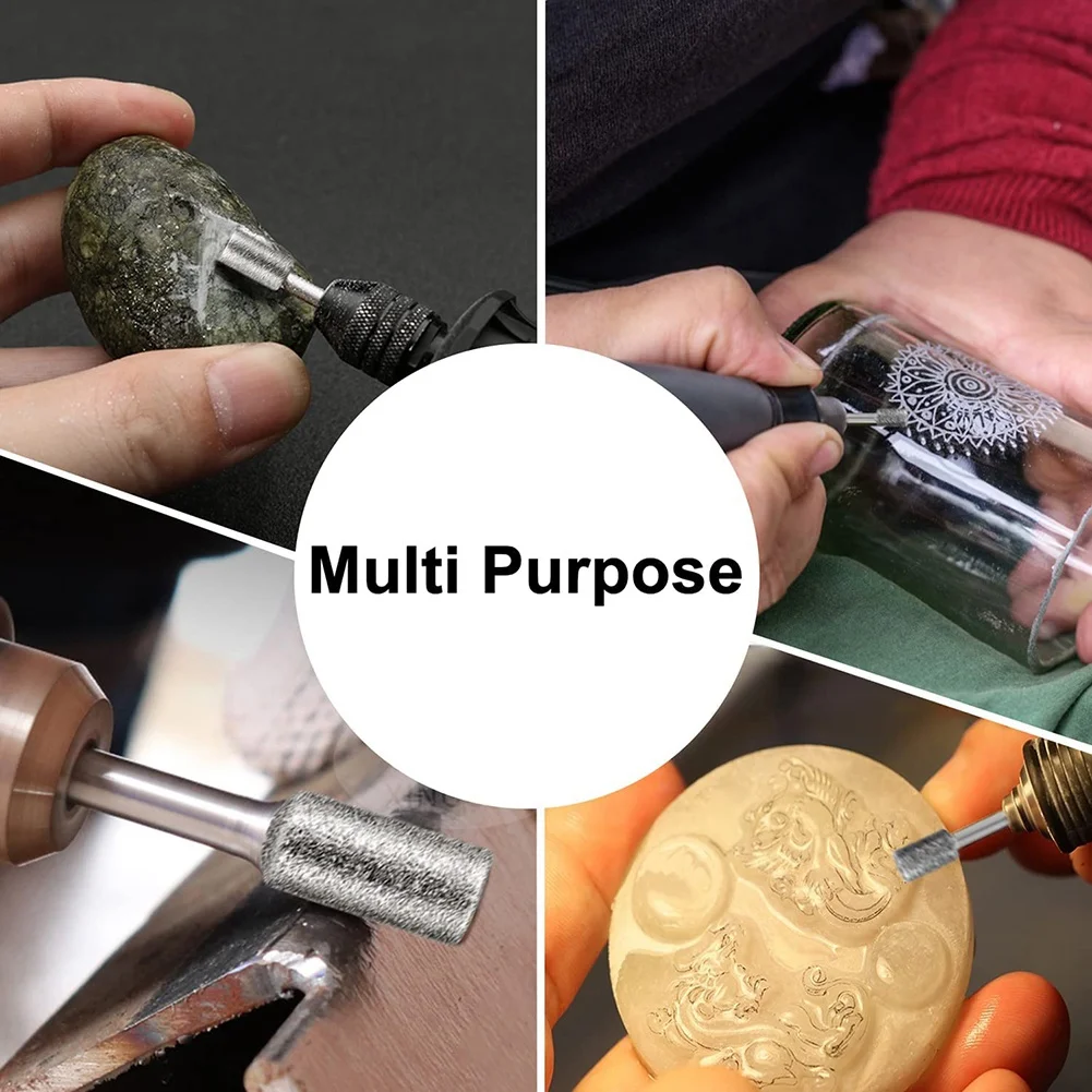 AT41 Juego de tallado de piedra, 12 piezas de brocas de diamante para rocas de piedra, cerámica de vidrio, herramientas rotativas Dremel (4 mm, 5 mm, 6 mm, 8 mm, 10 mm, 12 mm)