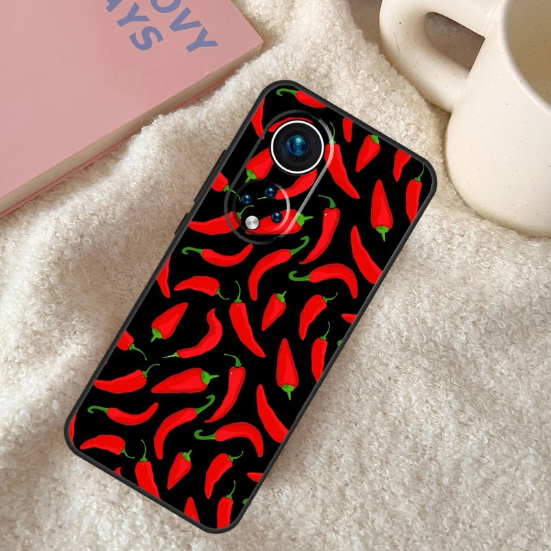 Red Chilli Pepper Pattern Funda For Huawei P20 P30 P40 P60 Pro P Smart Nova 9 5T Honor Magic5 Lite X8 X9 a 50 70 Case