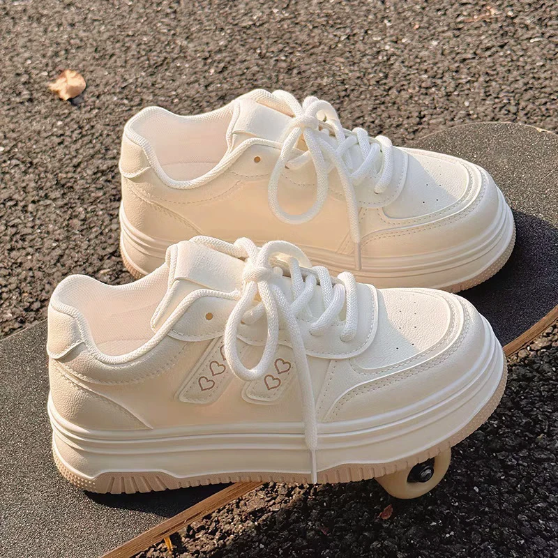 Little Girls Platform White Sneakers 2026 New Autumn Kids Barefoot Leather Sneakers Soft Sole Classic Versatile School Trainers