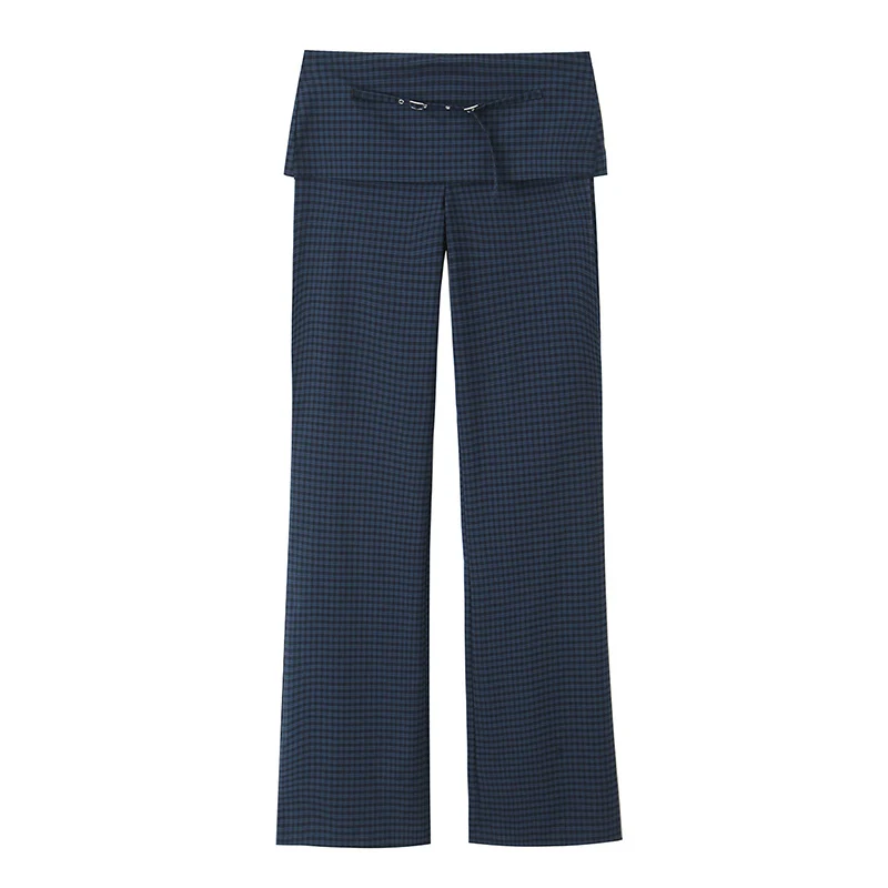 Pantalon à carreaux Chic pour femmes, pantalon droit décontracté, nouvelle mode avec ceinture, taille haute, tenue de bureau, automne 2025