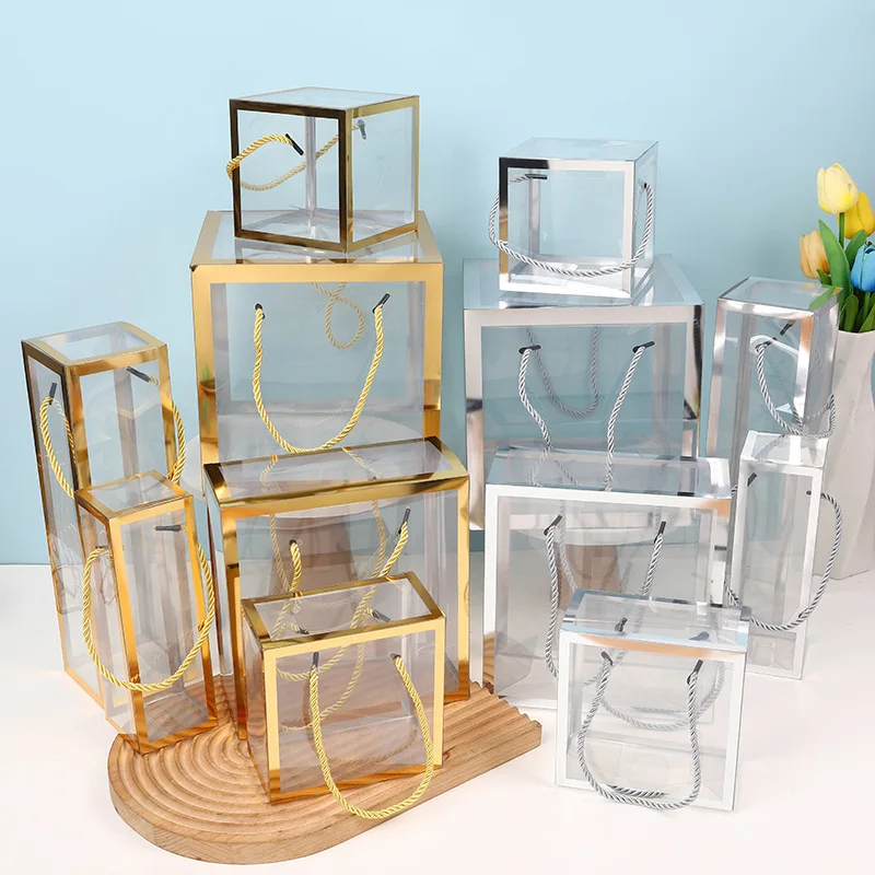 10/20pcs Portable Transparent Gift Boxes For Wedding Birthday Party Candy Cookies Packaging Box Custom LOGO Gift Bag