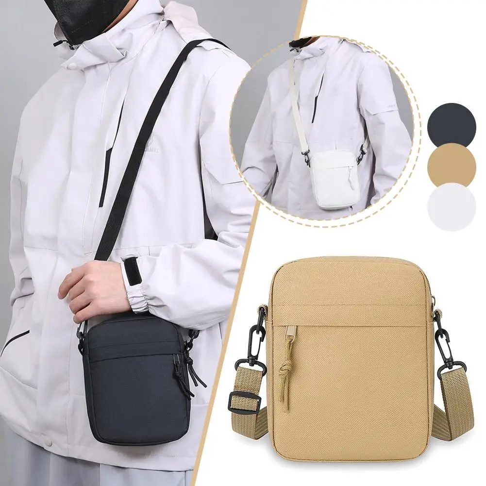 Men's Minimalist Crossbody Bag Nylon Shoulder Bag Casual Messenger Purse with Front Pocket for Travel Daily Commute