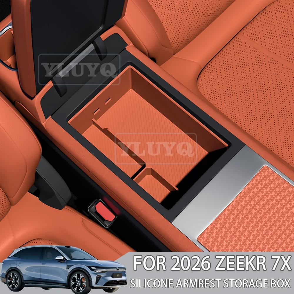 

For 2026 Zeekr 7X Center Console Armrest Storage Box Silicone Armrest Protection Cover Car Storage Box Accessories