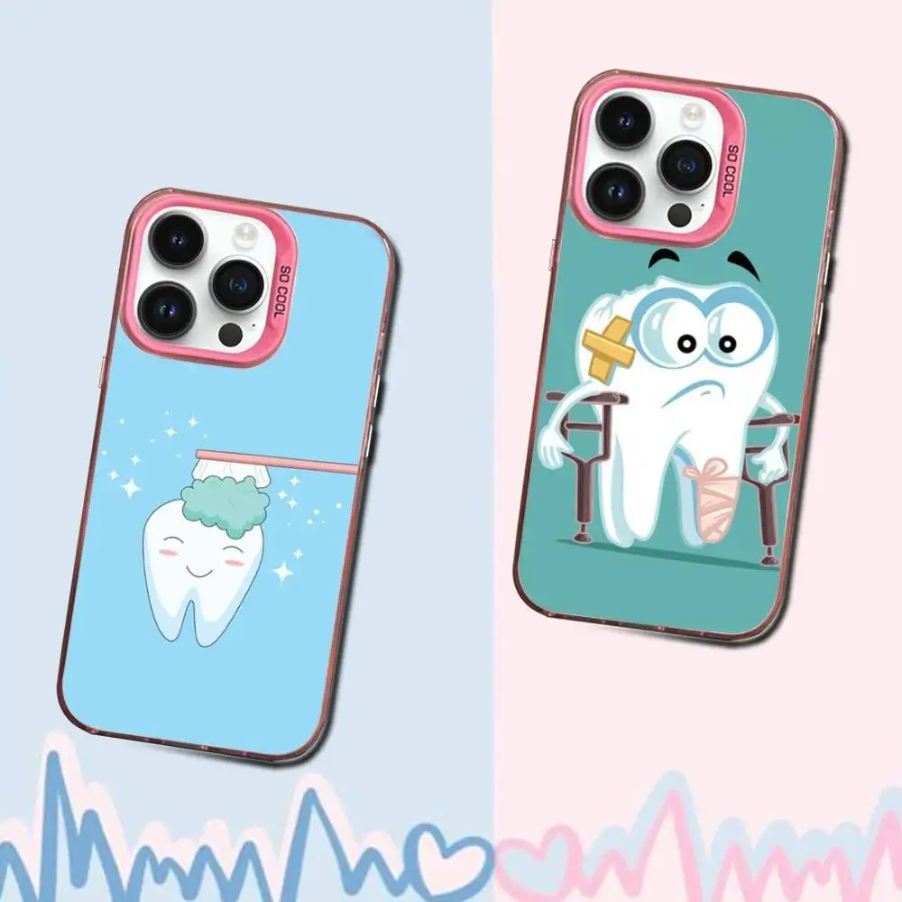 

Tooth Teeth Funny Dentist Phone Case For iPhone 16,15,14,13,12,11,Mini,Pro,SE,MAX Pink Matte Silicone Cover
