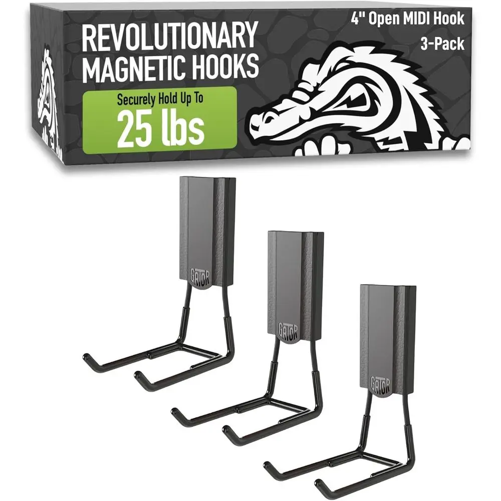 

3-Pack Heavy-Duty Magnetic Hooks, 25 lbs Capacity, Easy Release, Non-Slip Grip for Storage & Organization in Garages, Sheds, Hom