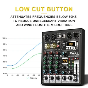TKL-Audio Mixer مع USB ، 4 قنوات ، 99 DSP ، 48V Phantom Power ، خلاطات صوت استوديو ، بلوتوث ، وحدة تحكم DJ ، Karaok Mixing أفضل 5 لوحات صوت للمبيعات - رقم 6