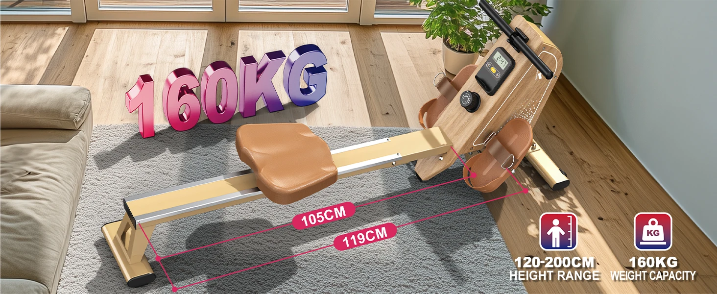 Faltbarer Magnetischer Rudertrainer mit Bluetooth-Monitor, 16 Stufen, 150kg Belastbarkeit, Vertikale Aufbewahrung – Detail 8