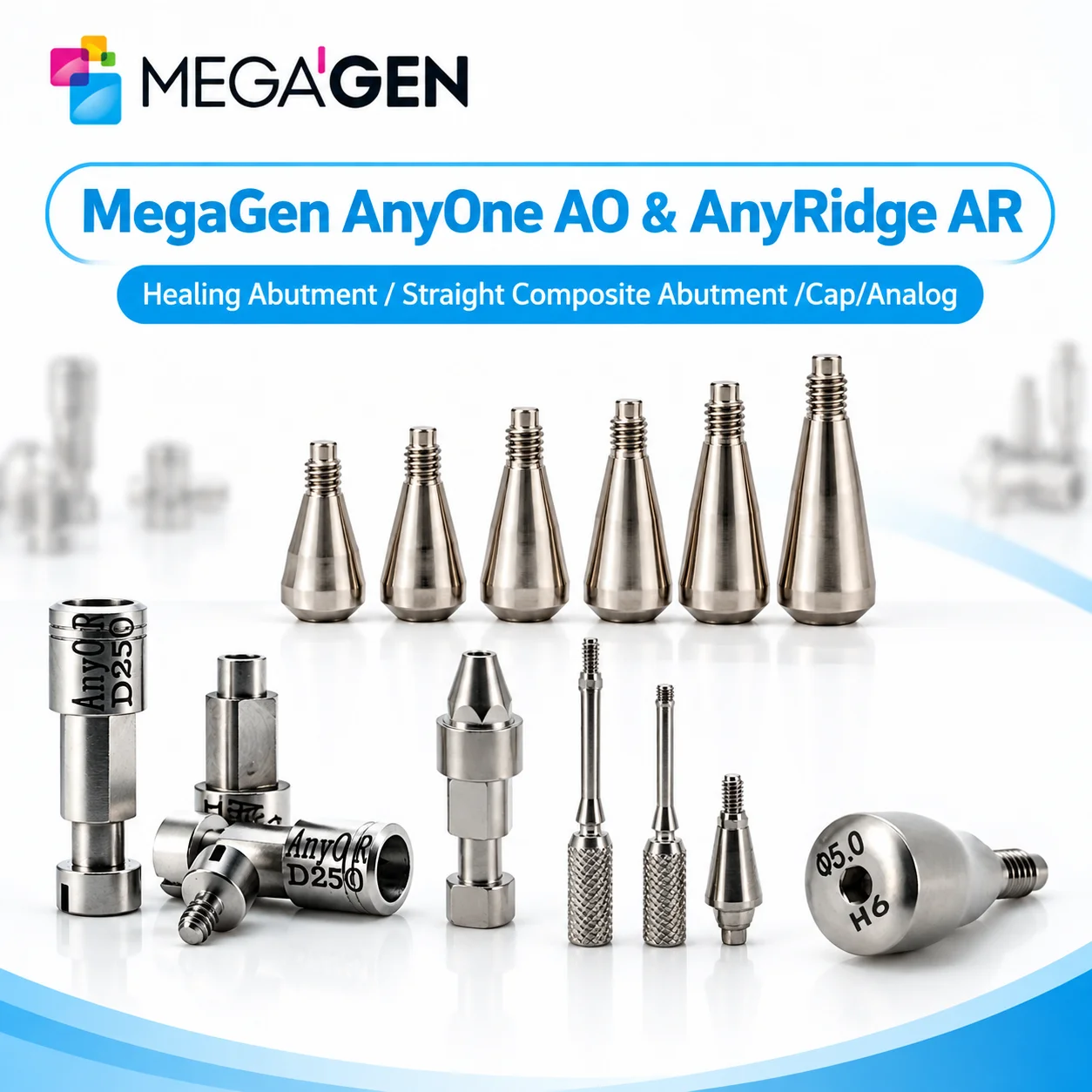 MegaGen AnyOne AO & AnyRidge AR Healing Abutment AO Straight Ti-Base Composite Abutment Dental Implant Prosthetic Components