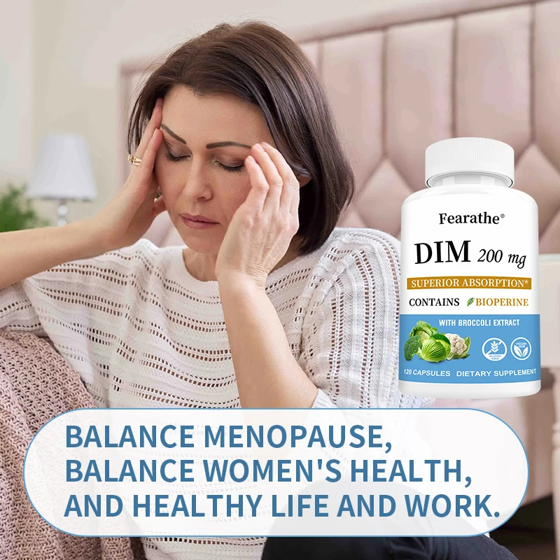 DIM Supplement 200mg- DIM Diindolylmethane Plus Black Pepper for Female Endocrine Balance, Menopause Relief, Acne, PCOS, Fitness