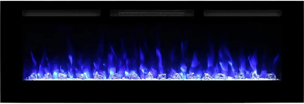 Recessed Electric Fireplace - Bella 60 Inches For 2 X 6 Stud, 14 Fuel Bed Colors - Realistic 4 Flame Colors, 1500/750 Watt