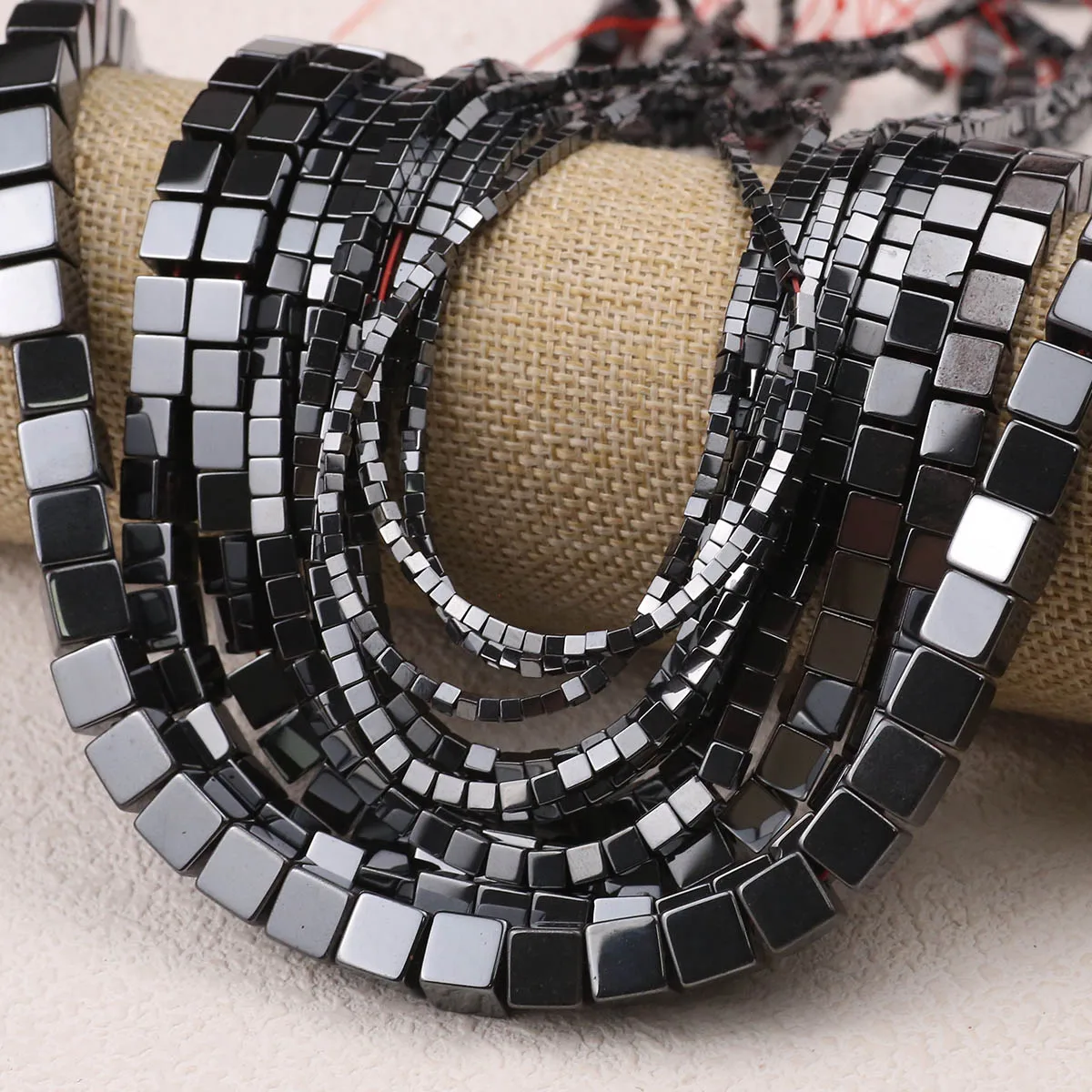 Natural Square Cube Black Hematite Stone Spacer Loose Beads 2/3/4/6/8/10MM For Jewelry Making Bracelets Necklace DIY Accessories