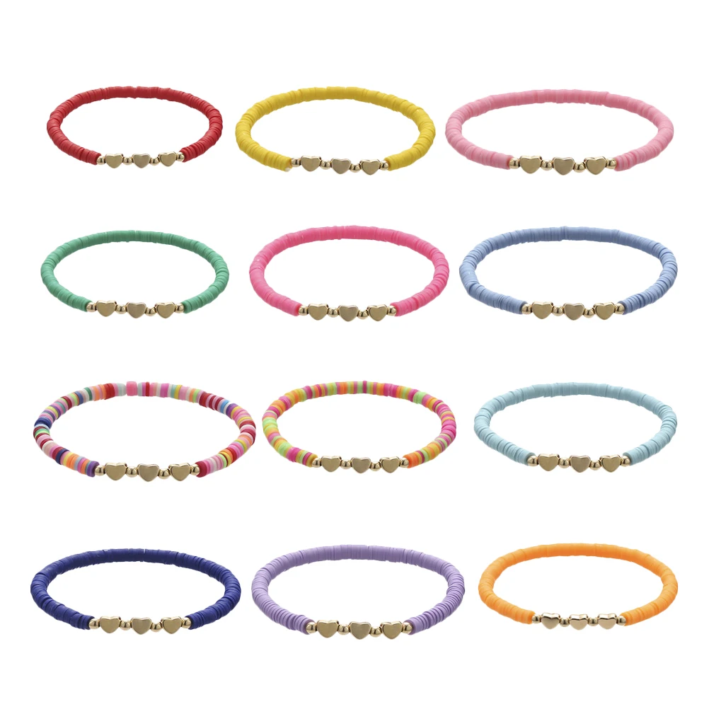 

12pcs Polymer Beads Bracelets Bohemia Stackable Wrist Jewelry For Women Wrist Chain Women Summer Beach Wedding Party Gift