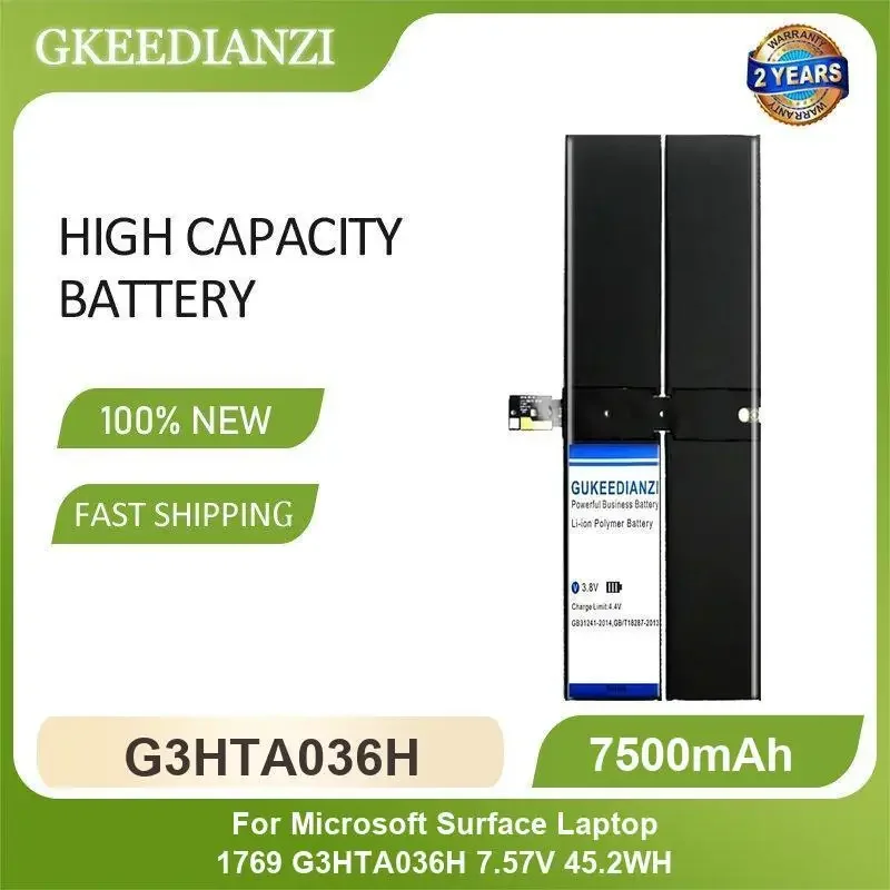 Batterie de tablette G3HTA036H pour ordinateur portable Microsoft Surface 1769 G3HTA036H 7500mAh, haute capacité