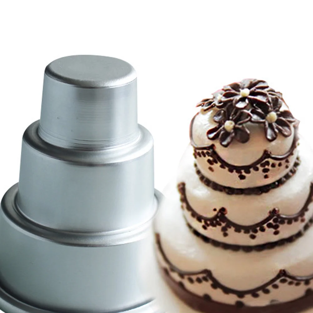 

3Pcs Cake Mold Mini 3-Tier Round Cupcake Pudding Baking Pan for Home Shop Party Decoration 3-Tier Cupcake Mold