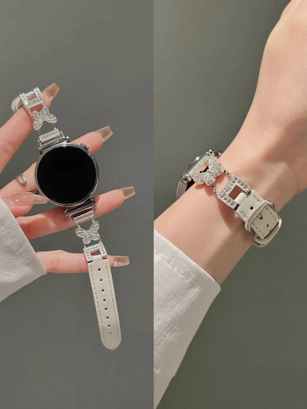 20mm 22mm 18mm Butterfly Leather Loop Strap for Samsung Galaxy Watch 7 FE 5 Pro 4 6 Classic Band 44mm 40mm Sport Bracelet Correa