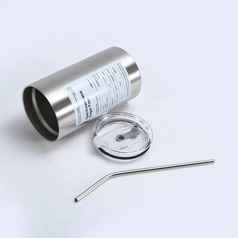 600ML Stainless Steel 304 Insulated Cup with Straw Double-Layer Reusable Tumbler for Iced Americano Coffee Cold Water Portable