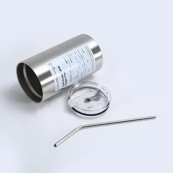 600ML Stainless Steel 304 Insulated Cup with Straw Double-Layer Reusable Tumbler for Iced…