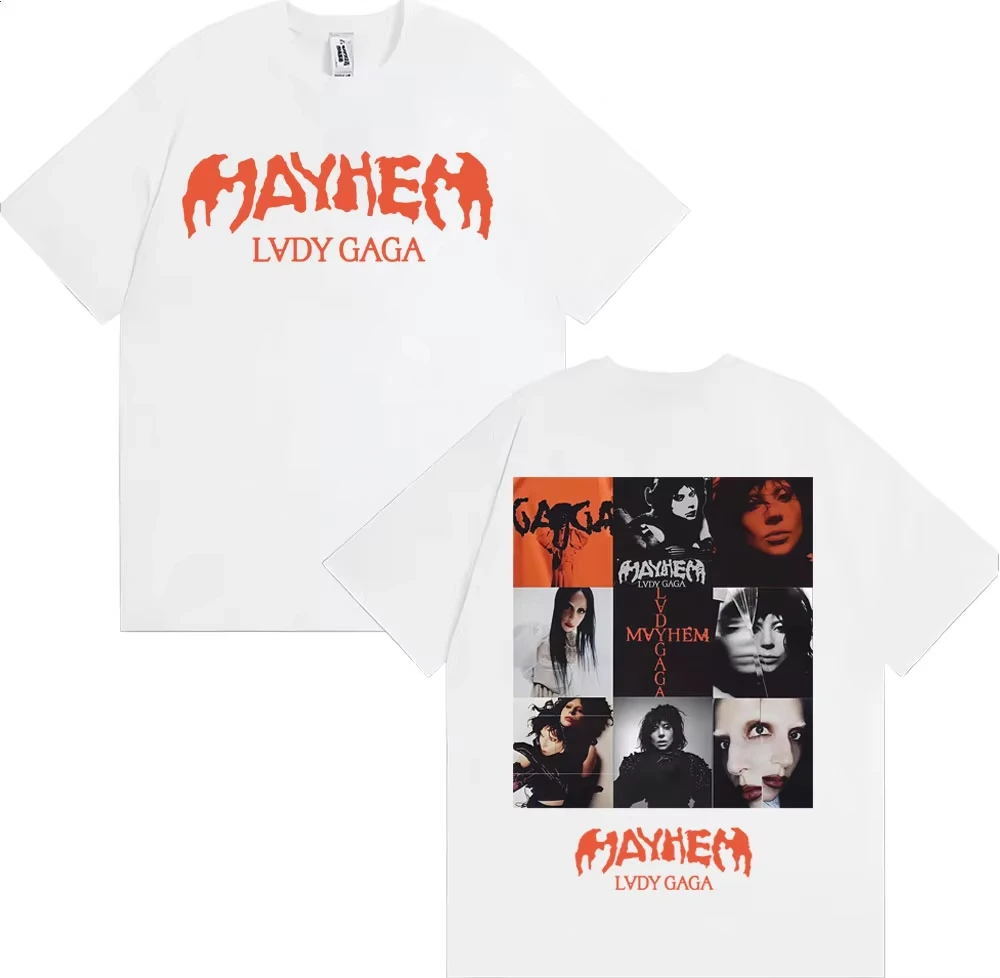 メンズとレディースのファッション美的Tシャツ、カジュアル半袖Tシャツ、レディー・ガガ・メイフェムの新アルバム2025ツアーTシャツ