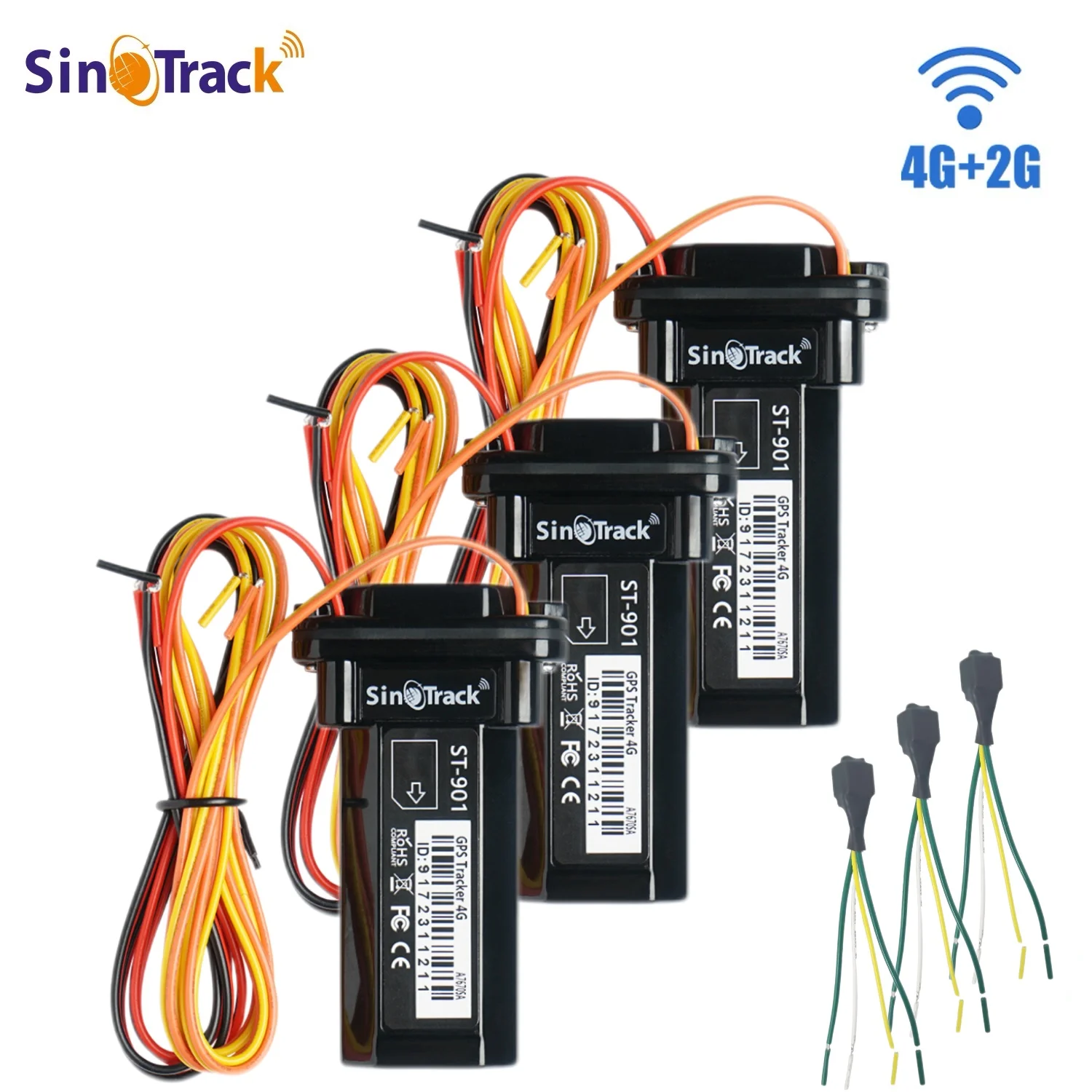 4G SinoTrack 3 eenheden ST-901L Mini Auto Tracker voor Auto SUV Truck Bus GPS 4PIN Relais voor Cut motor