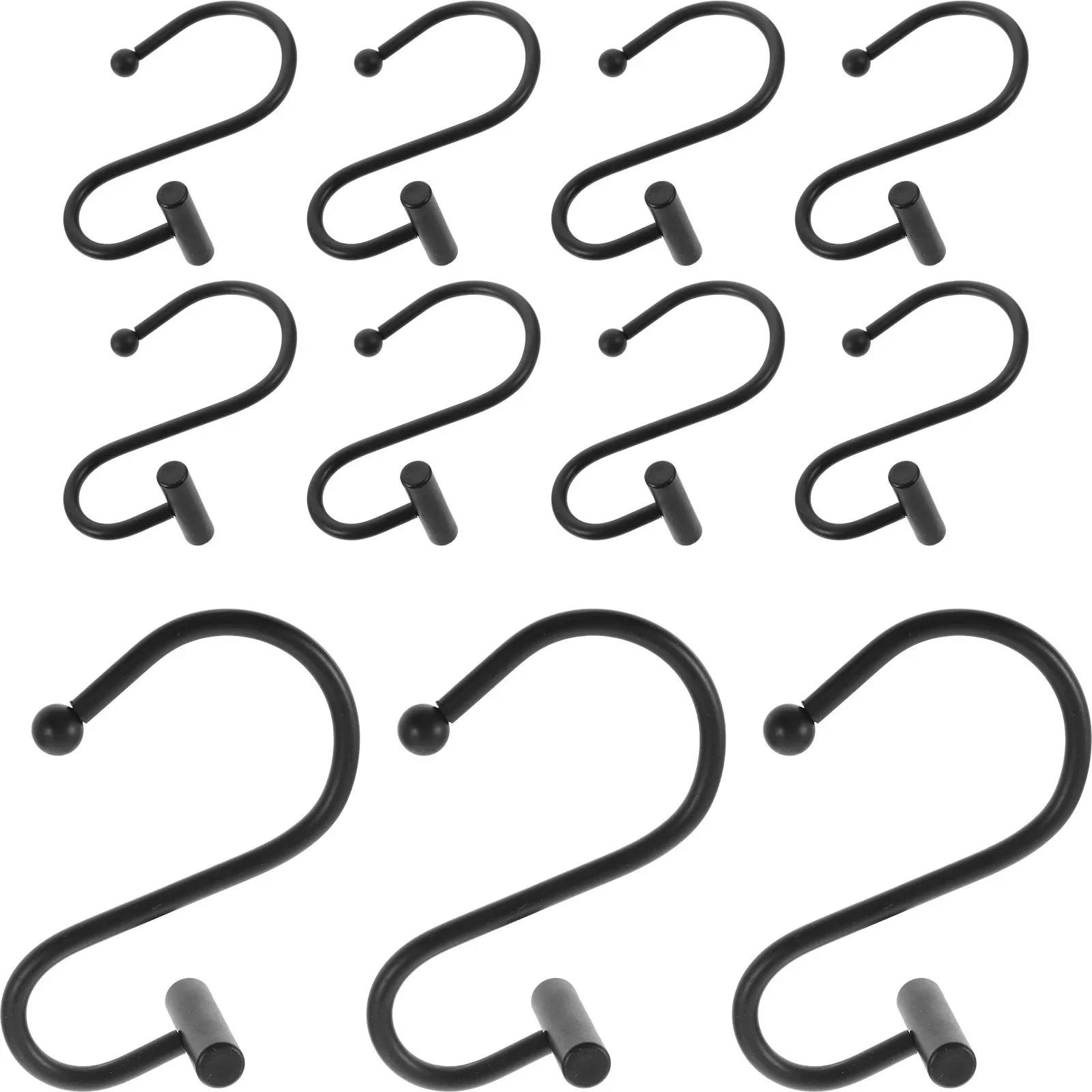 12Pcs Shower Curtain Hooks S Shaped Iron Rust Resistant Sturdy Bathroom Curtain Hangers Decorative Shower Hooks for Drapes Rods view 6