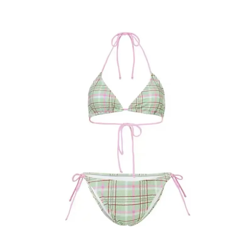 Sexy Plaid Tee-Point Bikini Separate Women's Swimsuit Vaion Beachwear Trendy Individual Patterned Bikini for Women