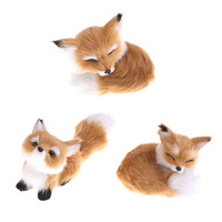 Mini Simulation Fox Plush Toy Cute Animal Figurine Model Home Table Decoration Ornament Fox Doll Toy Kid Adult Christmas Gift