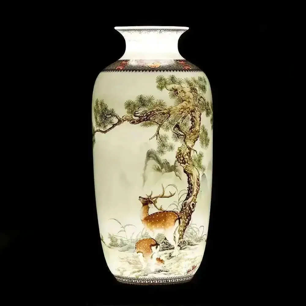Jingdezhen Ceramic Vase Vintage Chinese Traditional Vases Home Decoration Animal Vase Fine Smooth Surface Furnishing Articles