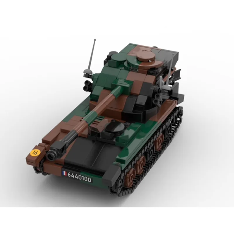 ww2 French Army Tank AMX-13 Light Tank Model Moc Building Blocks Diy Assemble Bricks Military Educational Display Collection Toy