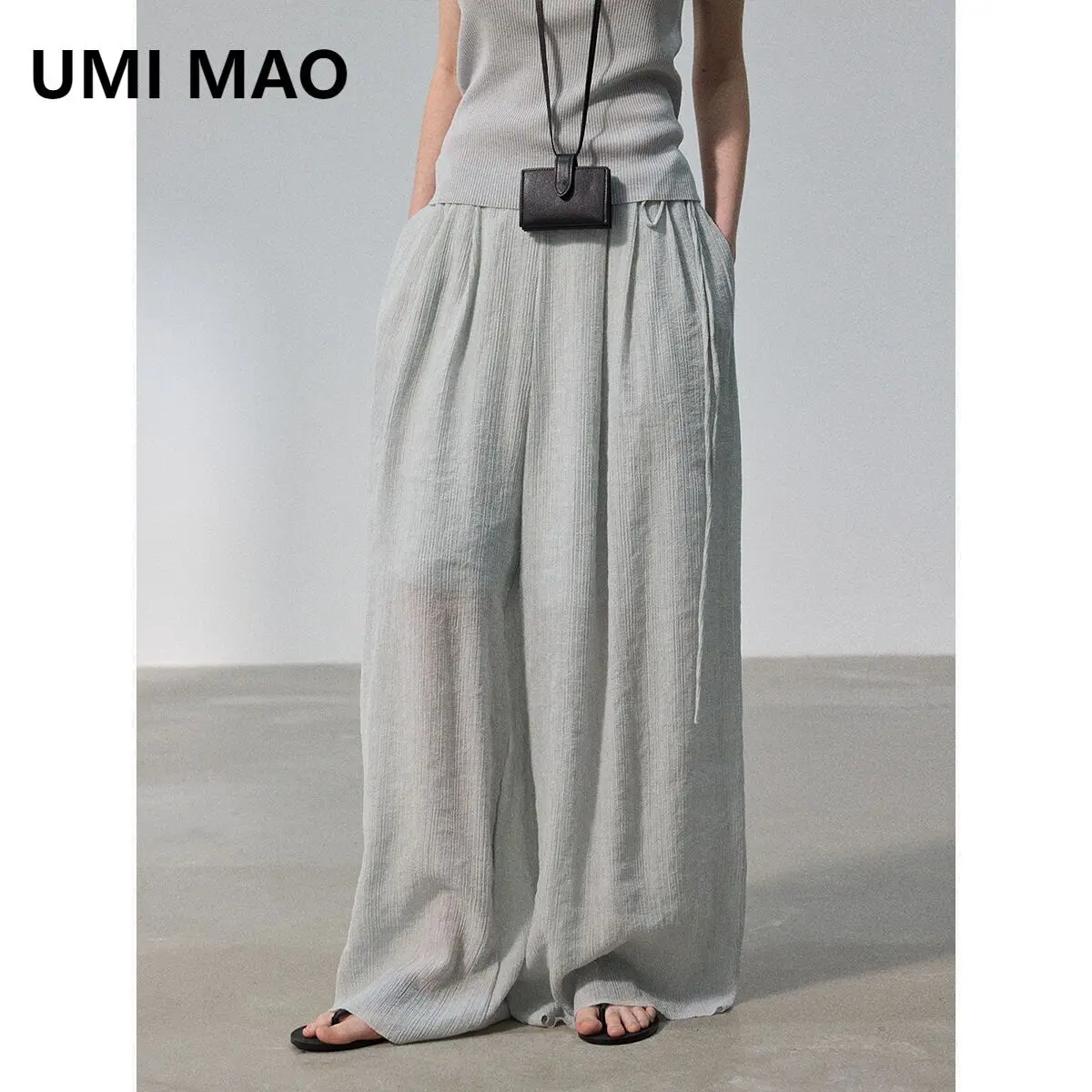 

UMI MAO Pleated Wide Leg Pants For Women's Autumn Collection Lazy Lightweight Textured Commuting Casual Trousers Femme