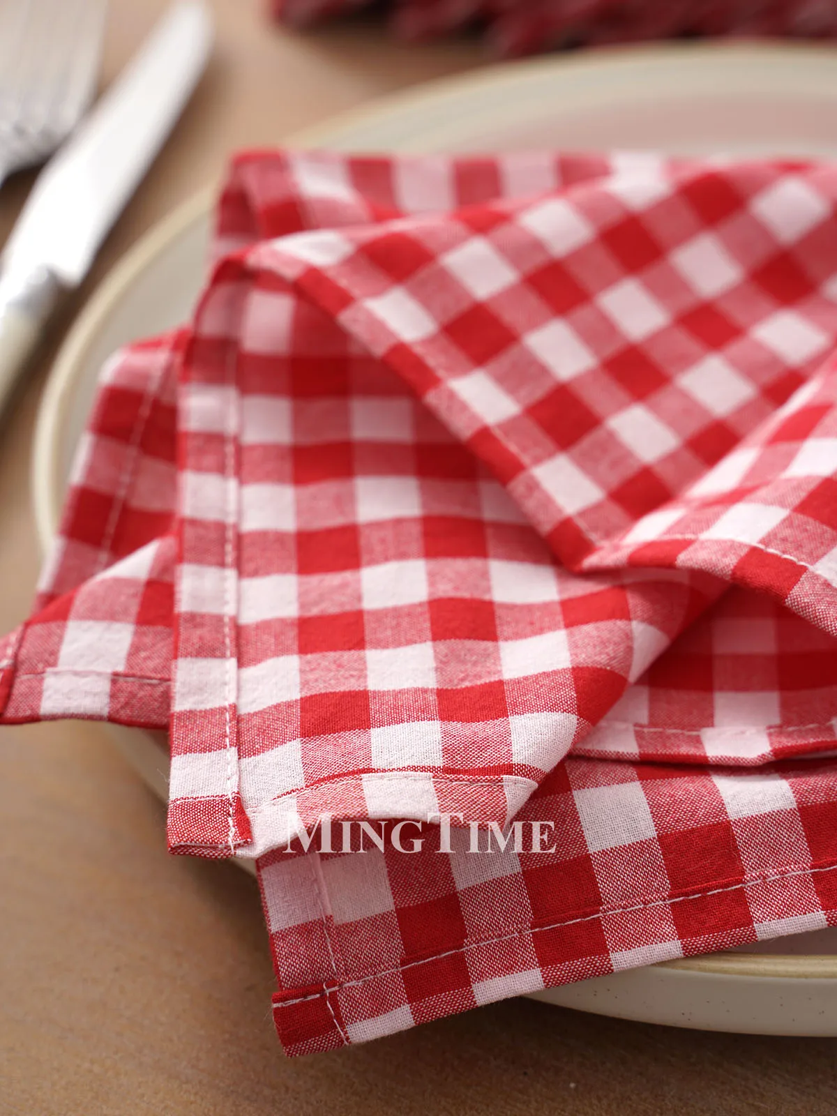 12 Pack Plaid Cotton Dinner Napkins 42×42cm Small Check Table Cloth Napkin for Wedding Holiday Party Blue Red Black Khaki Yellow