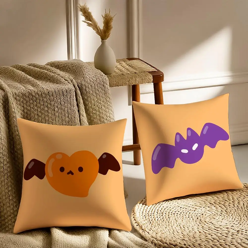 Enigmatic Trendy Orange and yellow pumpkin ghost Halloween Cushion Cover Pillowcase Anti-dustmite living Room Sofa Decor