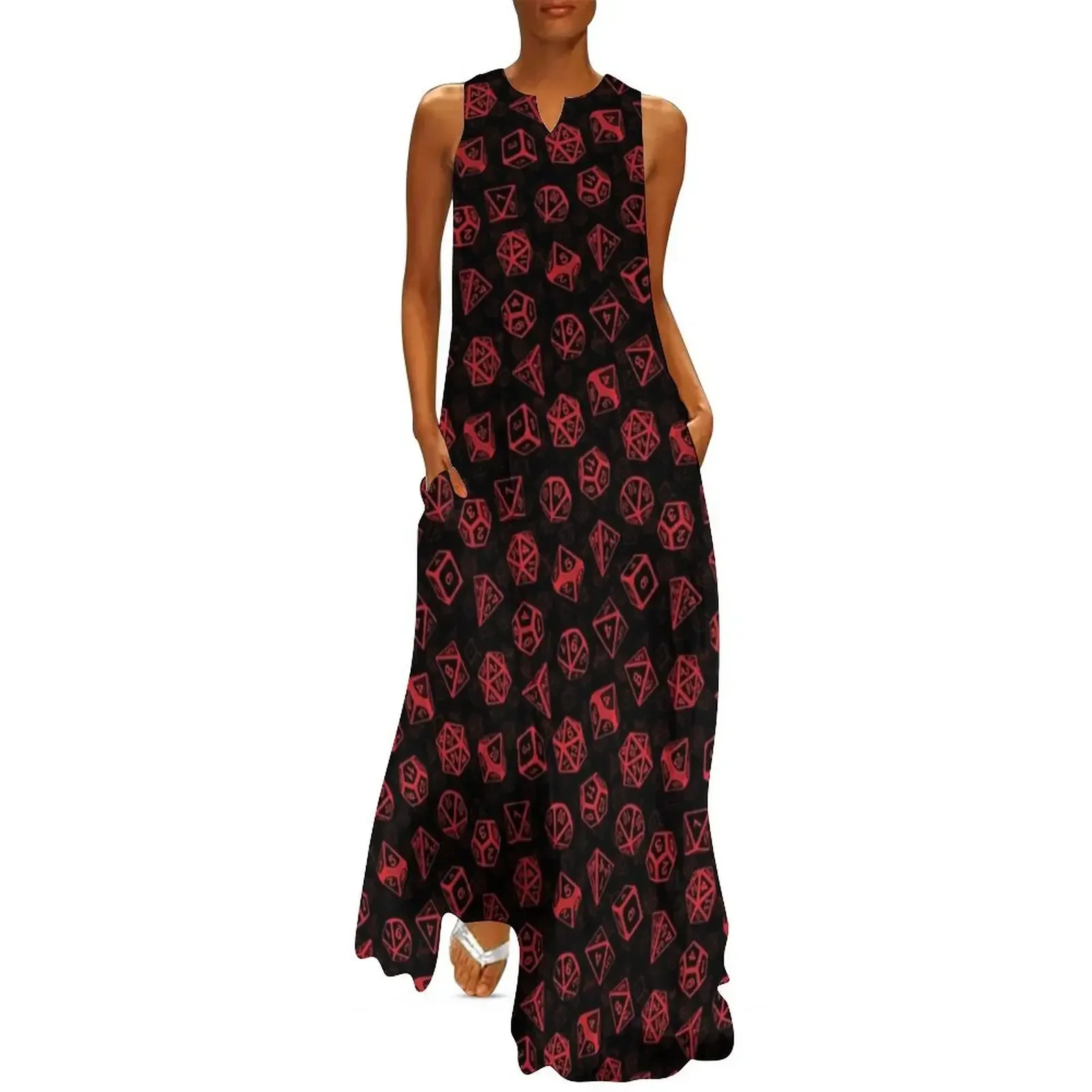 

D20 Dice Set Pattern (Red) Long Dress dress summer 2025 women women's fashion dresses Dress woman Evening dresses