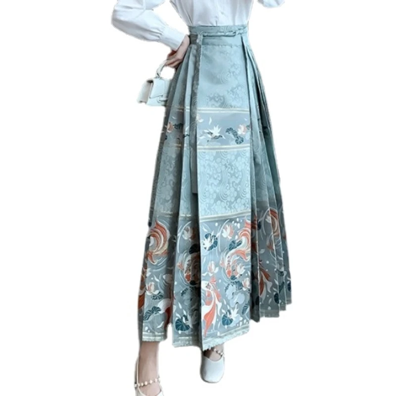 New Chinese Style Horse-Face Skirt Suit Women\'s Spring Clothing 2024 New Daily Improved Hanfu White Blouse Match Long Skirts