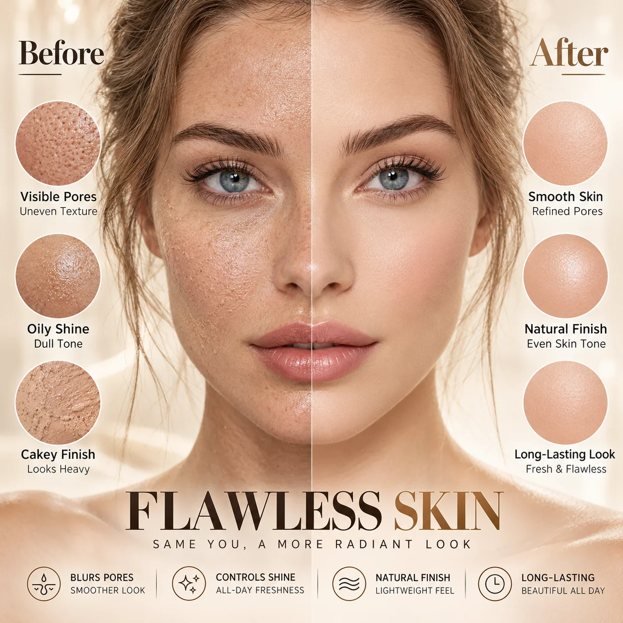 DPDP-Cushion Foundation, Buildable Coverage, Long-Wearing & Oil Control, Hydrating Portable Touch-Up Makeup