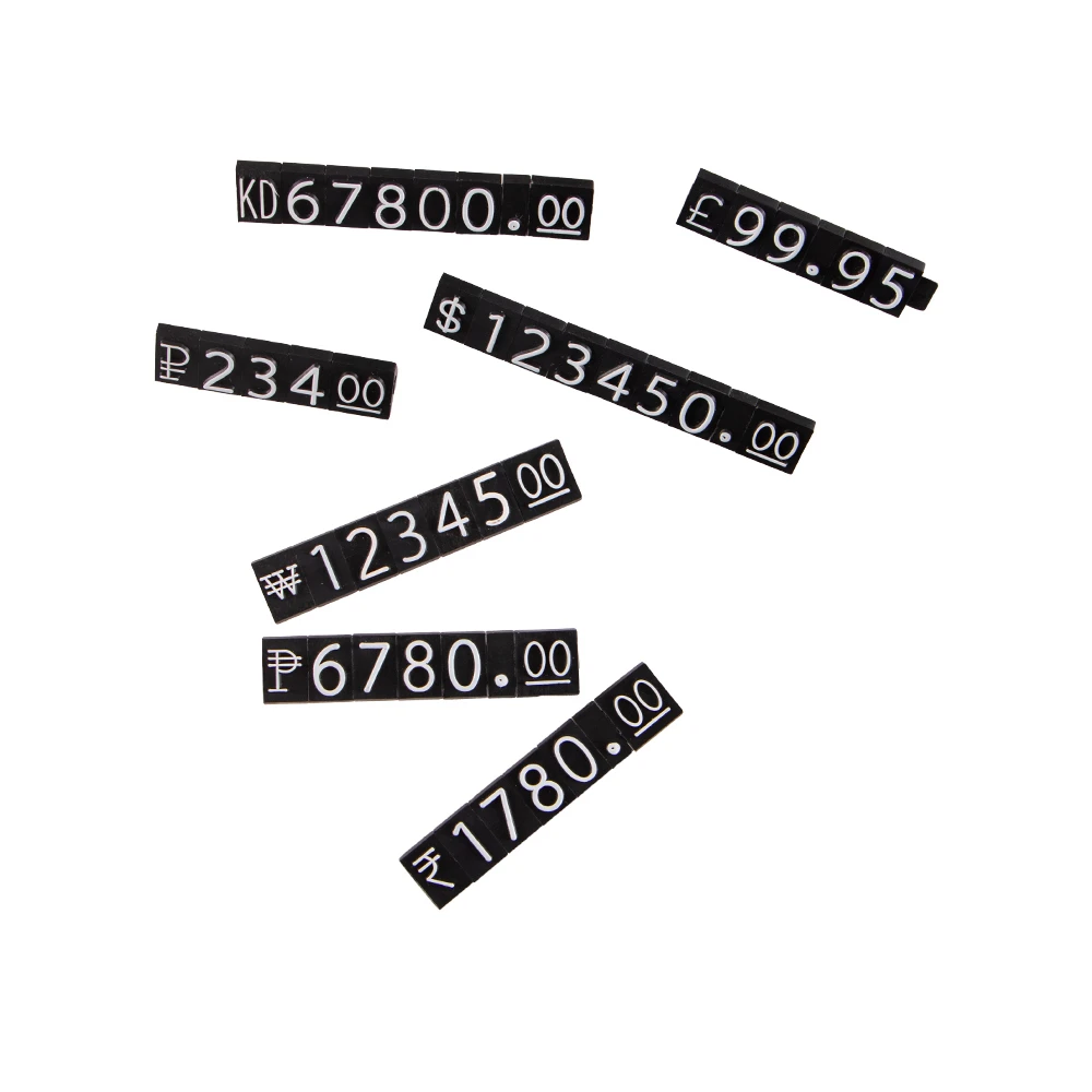 مكعبات بطاقة الأسعار البلاستيكية القابلة للتعديل - أبيض وأسود، مثالية لمحلات البيع بالتجزئة وعرض المجوهرات #4