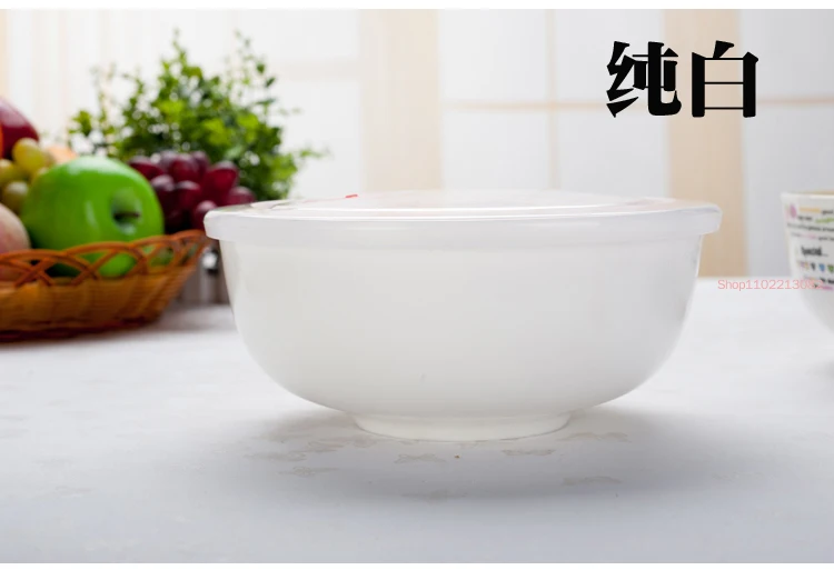 7 Inch, Plain White Bone China Lunch Box with Seal Lid, Salad Bowl Coconut Bowls, Ceramic Bento, Porcelain Serve Soup
