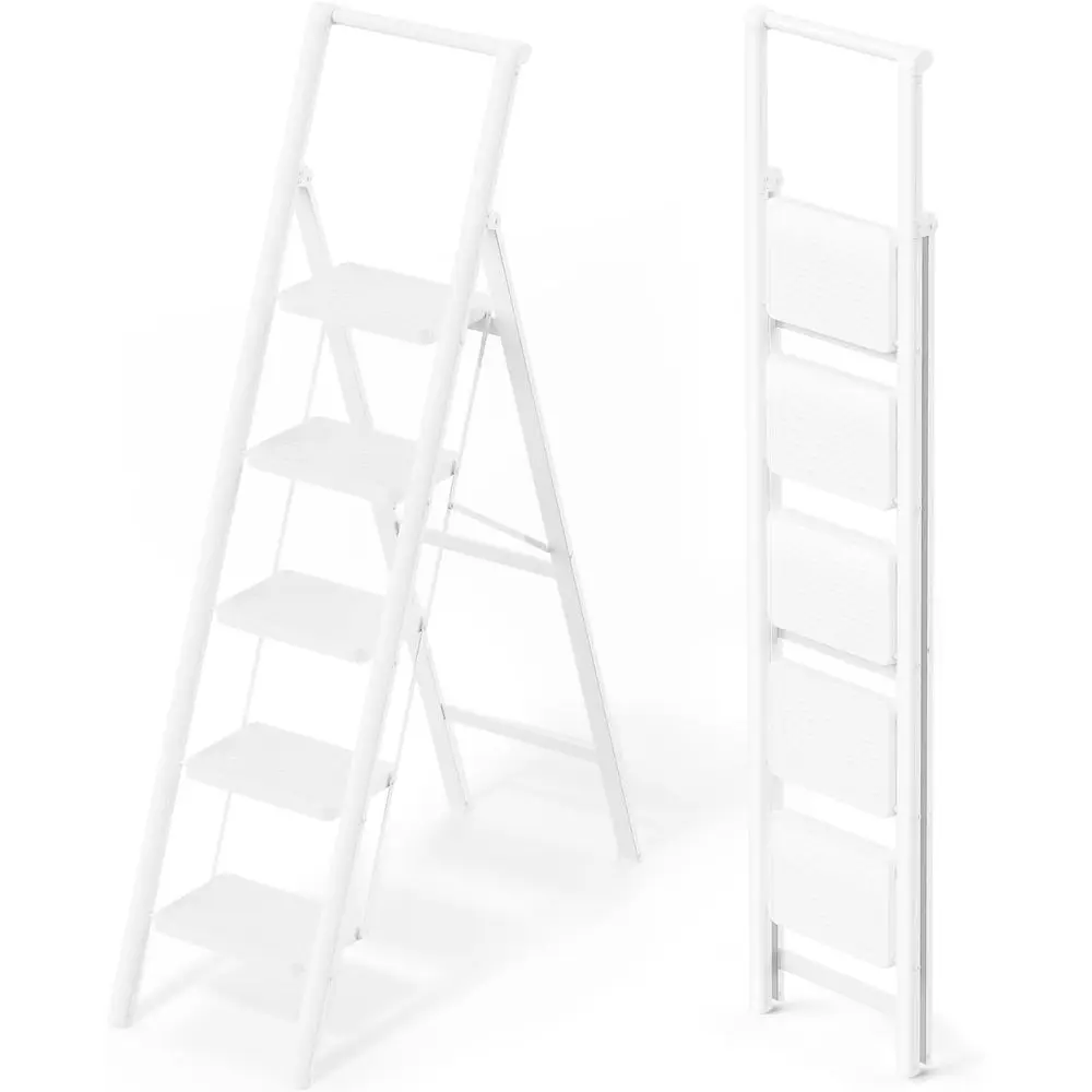 

Складная лестница с широкими педалями и ручкой, прочные лестницы для дома и кухни с противоскользящими ножками, поддерживает до 330 фунтов — шит.