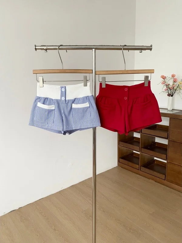 Casual High Waist Straight Leg Short Pants Women's Summer Versatile Sexy Trendy Streetwear Hot Pants Commute Style Korean Ver...