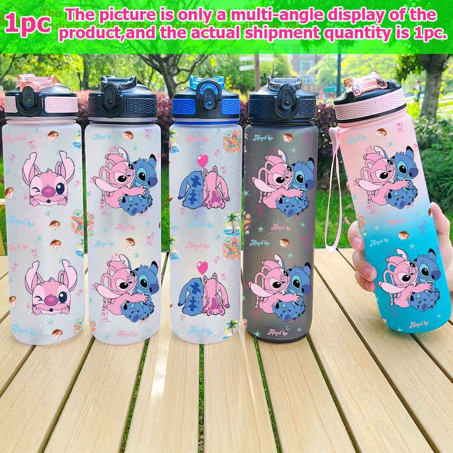 1 pezzo Disney Stitch, stampa bicolore 23-32 once bottiglia d'acqua multi-plastica tazza d'acqua sportiva portatile regalo di compleanno