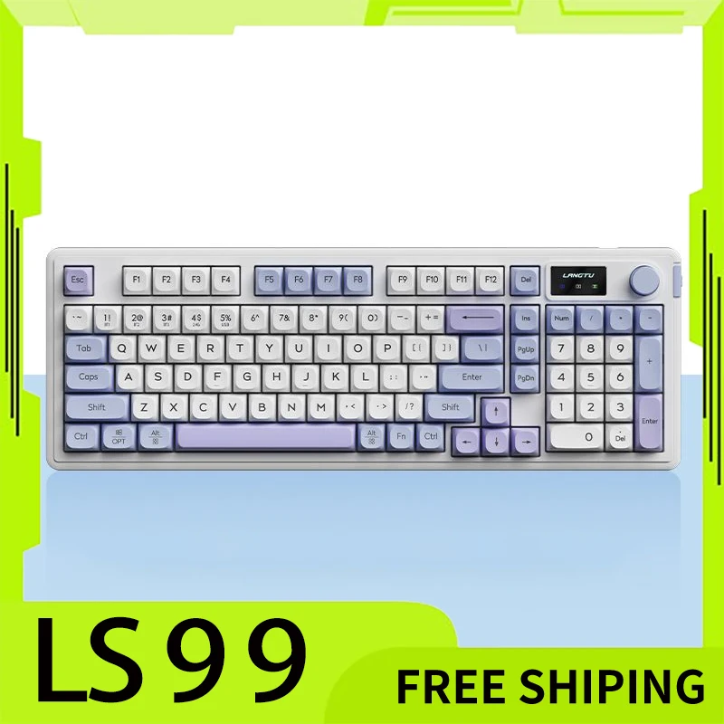 

Langtu Ls99 Keyboard Knob 3mode Bluetooth Wireless Mute Keyboard 99 Key Gasket Led Screen Rgb For Gamer Office Accessory Gifts