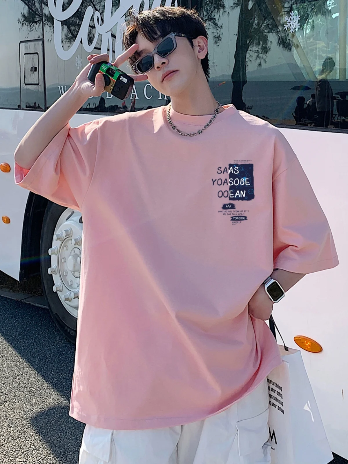 

Хлопковая футболка с короткими рукавами, мужская летняя новая свободная футболка большого размера, модный брендовый повседневный студенческий топ с половиной рукавов для подростков