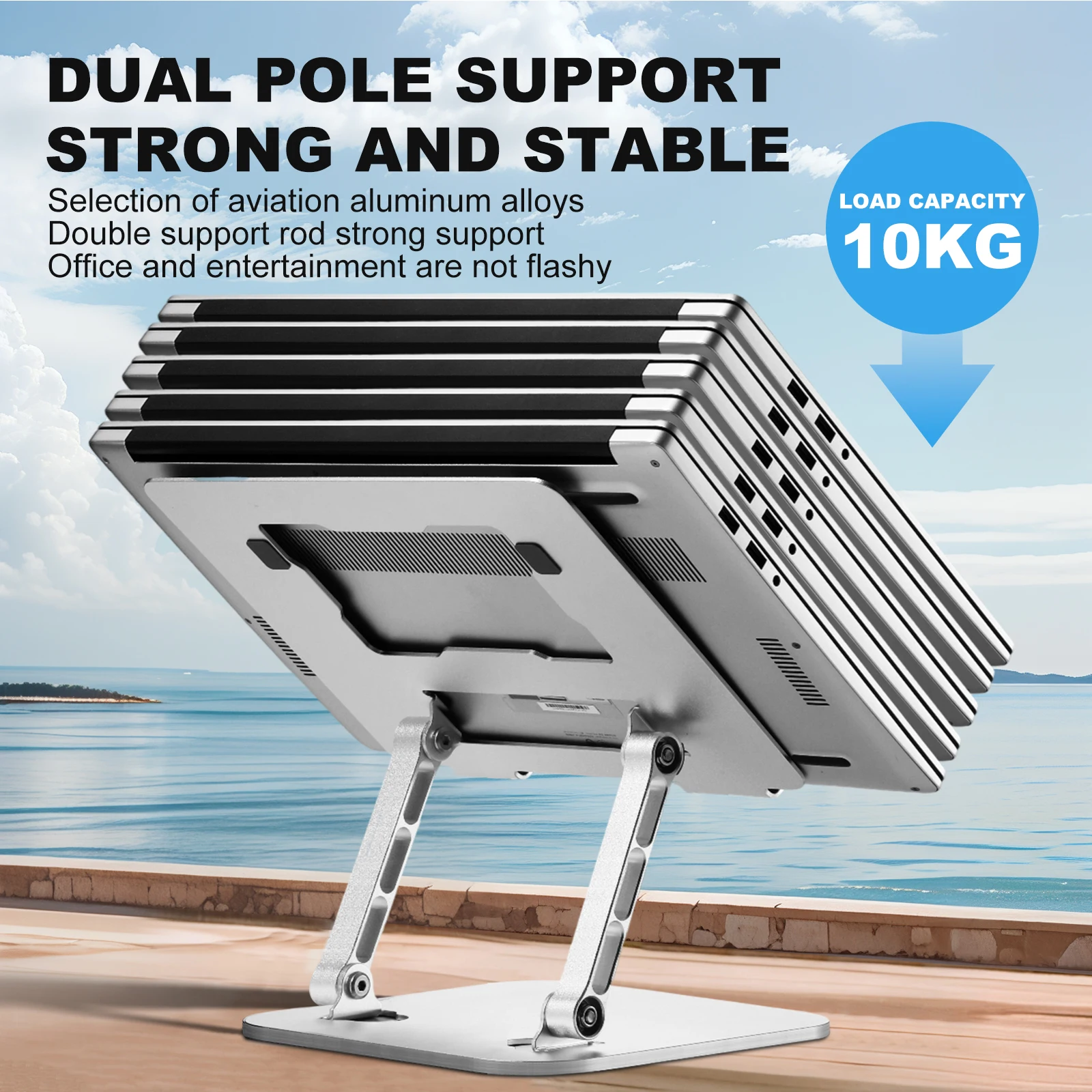 Laptop Stand Foldable Aluminium Alloy Portable Laptop Stand High Quality Computer Stand Suitable for Laptops up to 17.3 Inch