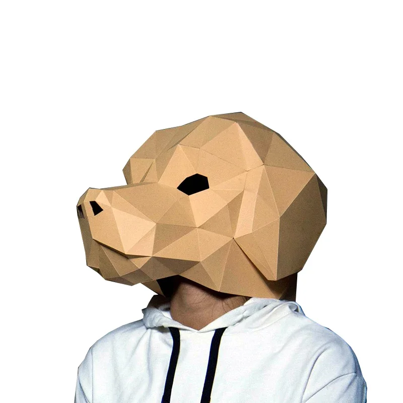 Labrador Nakrycie głowy psa Maska do noszenia Model papierowy Zwierzę Cosplay Papercraft 3D DIY Origami Nakrycie głowy Bal maskowy Impreza Dziewczyny