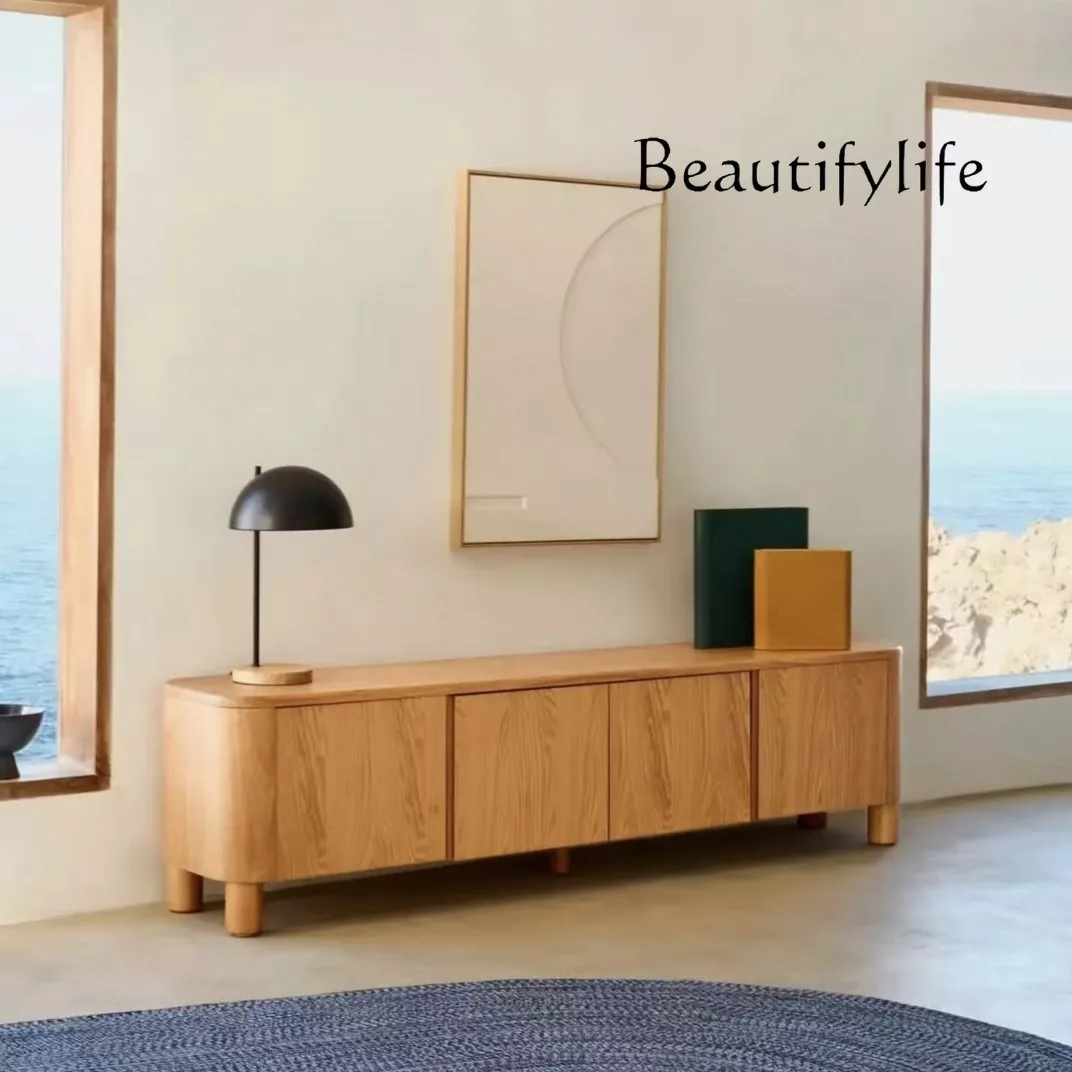 

Medieval style simple solid wood dining side cabinet small apartment TV cabinet tea cabinet restaurant locker log color
