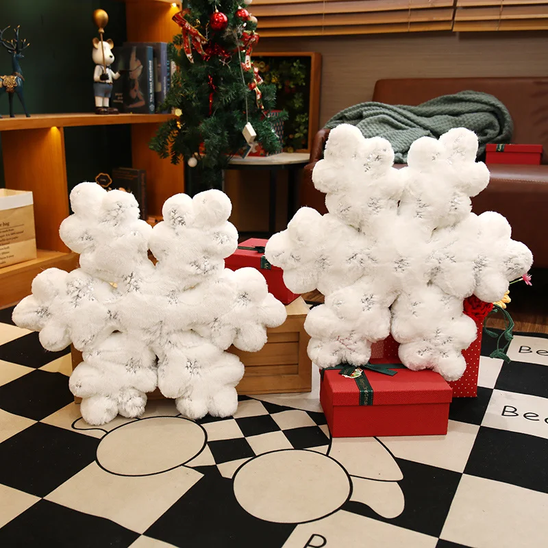 

50CM Christmas Snowflake Pillow Plush Toy Soft Stuffed Cushion Winter Dolls Merry Christmas Decor Kid Gifts Happy New Year 2026