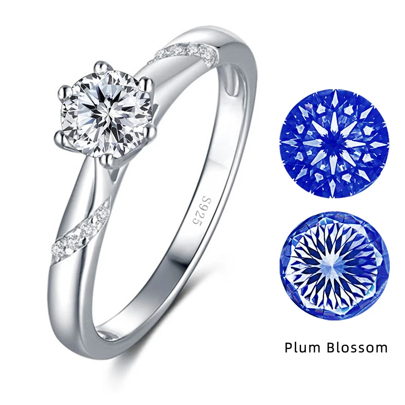 BIJOX STORY – bague romantique en Moissanite pour femme, anneau de fête en forme de fleur de prunier 925, SilverSakura Love 100